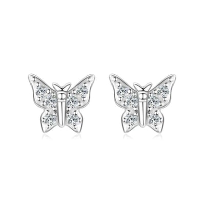 925 Sterling Zilveren Vlinder Oorstekers – Moissanite lab growb – witgoud Verguld – Inclusief Certificaat - The Jewellery Salon - Lab Grown dames oorbellen -