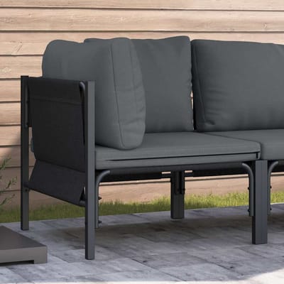 vidaXL - Buiten - Meubilair - met - kussen - Antraciet - 80 - x - 80 - x - 71 - cm - Staal