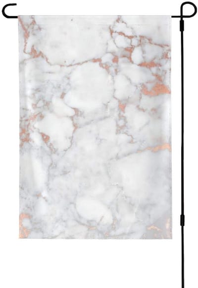 Tuinvlag Dubbelzijdig - Decoratieve Vlag - Tuin Decoratie - Marmer Rose Goud - 70 x 102 cm - Wit