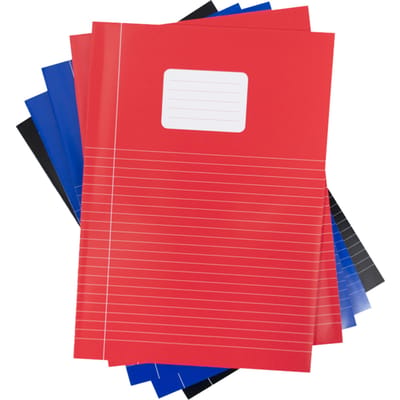 SOHO Schriften - A4 formaat - 70 grams papier - Met kantlijn - 3 kleuren - Zwart/Rood/Blauw - Lijn - 80 bladzijden - 5 stuks