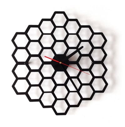 Decorizzly HAXA - Wandklok - Zeshoekig - Zwarte Tijk - Quartz Mechanisme
