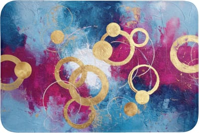 WC mat 90x60 cm - Antislip - Cirkels - Goud - Abstract - Toiletmat - Vloermat - Douchemat - Toilet tapijt - Toiletmatten