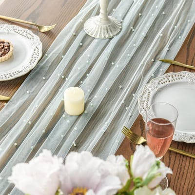 JHUBERS - Lichtgroene Tafelloper van Chiffon voor Elegante Tafeldecoratie