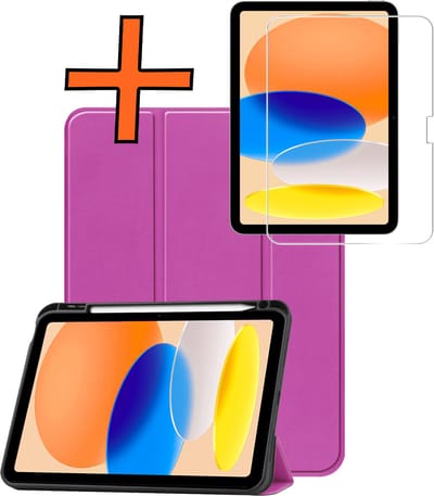 Hoesje - Geschikt voor Apple iPad A16/A18 (2025/2026) - 11 inch (11e & 12e generatie) - Met Screenprotector - Trifold Bookcase - Hard Cover Case - Met Uitsparing Geschikt voor Apple Pencil - Hardcover Book - Tablet Hoes - Rosé goud
