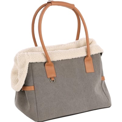 Draagtas hond – Draagtas kat – Flamingo Kuzco Draagtas Bruin – 40 x 25 x 29 cm – uitneembare voering – met voetjes – verstelbare veiligheidsriem – 2 draagriemen – reistas hond & reistas kat