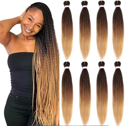 Voorgerekt EZ Vlechten Haarverlenging 76 cm - 8 Stuks Synthetische Vezel voor Box Vlechten