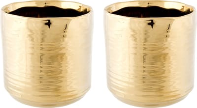 Cosy at Home Bloempot Cerchio - 2x - goud - keramiek - 13 cm - plantenpot