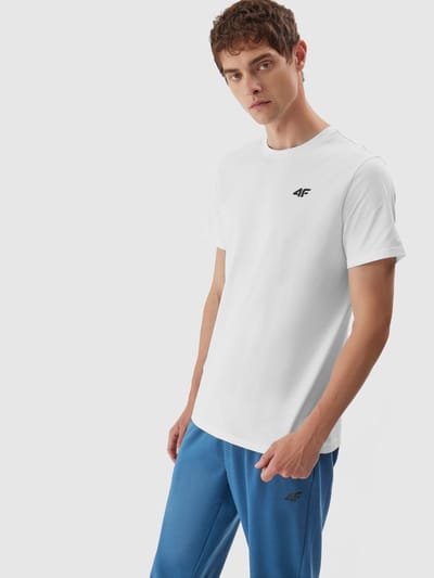 4F Heren T-shirt XXL - Minimalistische Stijl in Wit - 100% Katoen met Subtiel Logo