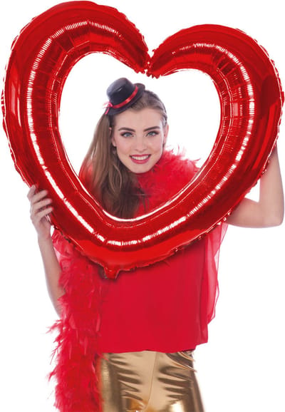 Folat Foto Frame - hart - rood - 80 x 70 cm - opblaasbaar/folie ballon - photo prop