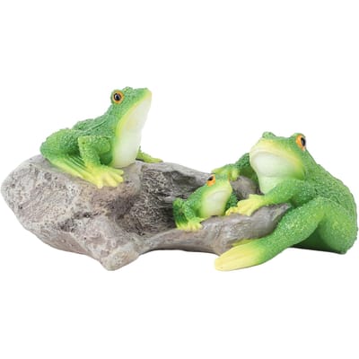 Kikkerbeeld Tuindecor Hars Weerbestendig Buiten Kikkerbeeld Gazonornament voor Binnen Buiten Frogs On The Stone beige