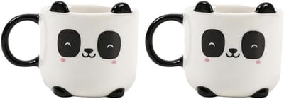 iTotal Home and Gifts Ceramic Mini Cups 90ml Espresso Mug 2-pcs Set "PANDASTIC" Keramische Espresso Koffiemokkenset 2-delige set 90 ml per stuk - Perfect voor Espressoliefhebbers, voor thuis of op kantoor 65x65x80mm 100 gr