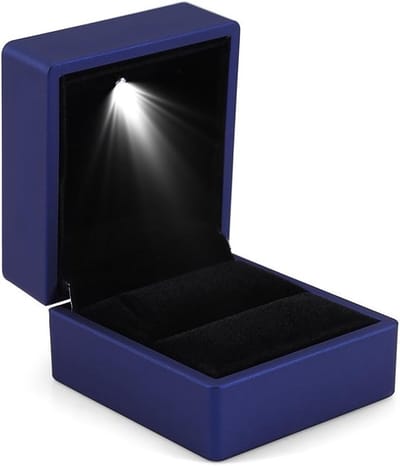 Elegante LED Ringdoos met Opbergfunctie in Blauw voor Trouwringen en Sieraden