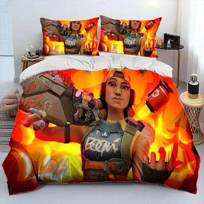 3D VALORANT Game Gamer Cartoon Dekbedovertrek Beddengoedset, Dekbedovertrek Bedset Dekbedovertrek Kussensloop, King Queen Maat Beddengoedset Jongens 70x133cm 2pcs