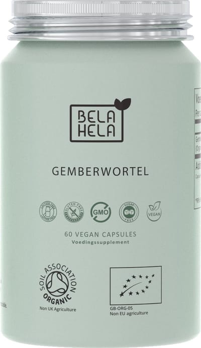 Bela Hela Gemberwortel (biologisch) - 60 vegan capsules - duurzaam aluminium verpakking