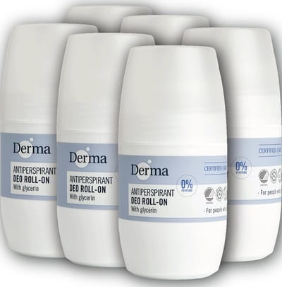 Derma Family - Deodorant Roll-on - Parfumvrij - Anti-transpirant - voor Gevoelige Huid - met Aluminium chlorohydraat en Glycerin- 6 x 50 ml