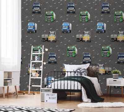 INGK Kinderbehang - Olive & Noah - Truck Life (antraciet)