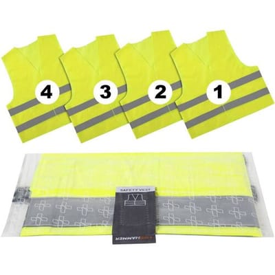 Lifehammer Veiligheidshesjes Ultra Flat Fluorgeel 4 Stuks - veiligheidshesje met reflecterende strepen