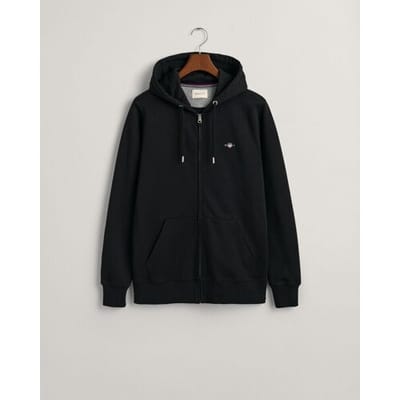 Gant Vest Shield Logo Embroidery Full Zip Hoodie Kangaroo Pocket Zwart / male