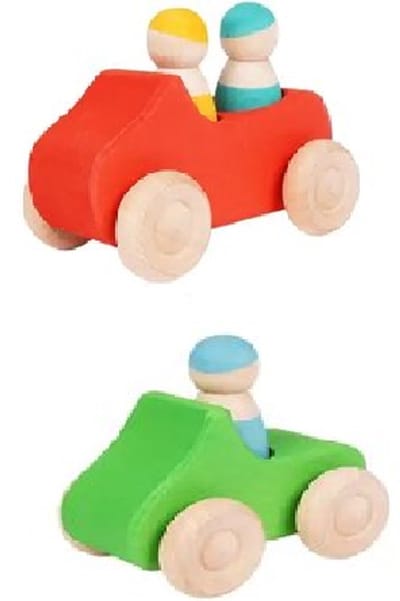 Houten auto met poppetjes - Educatief Montessori speelgoed - Vanaf 18 maanden