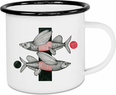 Ligarti Handgemaakte emaille mok vliegende vissen 300ml