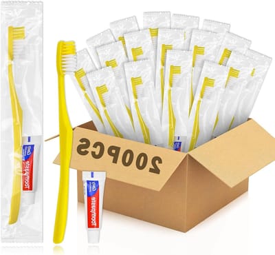 Tandenborstel Sets - Reis Tandenborstels - Hygiënisch Werken - Individueel Verpakt - 200 Stuks - Geel
