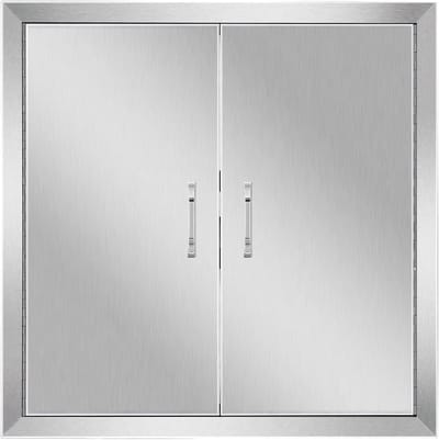 RVS Keukendeur Dubbel voor Buitenkeuken en BBQ Eiland - 61 x 61 cm
