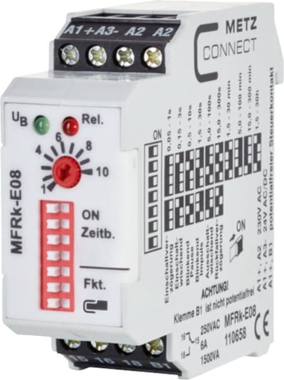Metz Connect 110658 MFRk-E08 Tijdrelais Multifunctioneel 230 V/AC 1 stuk(s) Tijdsduur: 0.05 s - 30 h 1x wisselcontact Piece