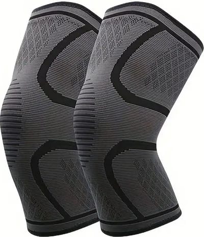 2x Sport Knie Sleeves L – Elastische Kniebanden – Sterke Stabiliteit & Flexibele Pasvorm – Voor Hardlopen, Fitness & Training – Zwart