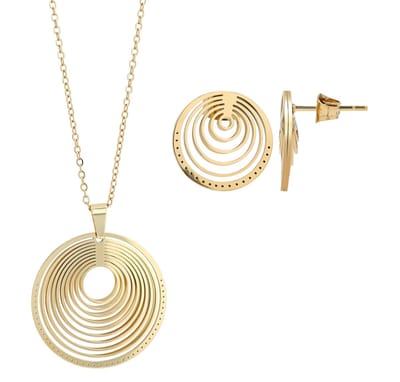 AKZENT Akzent dames sieradenset Edelstahl-set, ketting 43+5cm, hanger D: 32mm, oorstekers D: