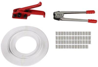 ELVENTO Omsnoeringsset - verpakkingsmateriaal - Bandeerset - Verpakkingsset - Roterend spansysteem - Antislip handgrepen - Rood