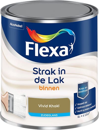 Flexa - Strak In De Lak Binnenlak Zijdeglans - Vivid Khaki - Mengverf - 1 L