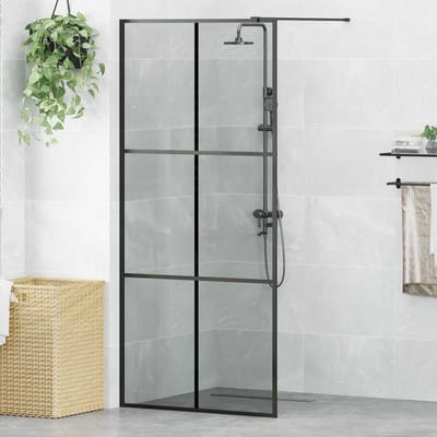 vidaXL - Inloopdouchewand - Zwart - 90 - x - 195 - cm - gehard - glas