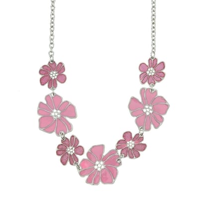 Behave - Ketting met bloemen - Roze - 43 cm