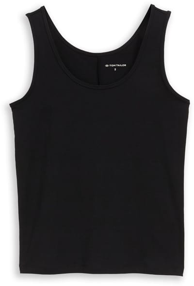 Tom Tailor - Slim fit top met ronde hals - Maat L - deep black