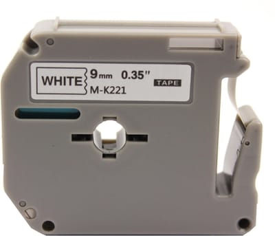 KATRIZ® huismerk label tape voor Brother M-K221| PT-65/70/80/90/M98 | Zwart op Wit | 9mm*8m |1 stuk