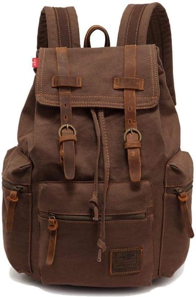 Vintage Canvas Rugzak voor Laptop tot 15,6 Inch - Unisex Casual Wandelen en College Tas