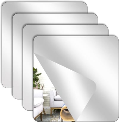 Set van 4 Zelfklevende Tegelspiegels 15 x 15 cm voor Wanddecoratie, Badkamer en Woonkamer