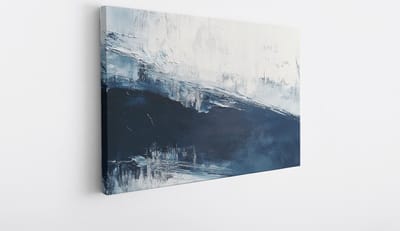 Saammp Canvas Schilderij - Blauw - minimalistisch - Wit - Abstracte - 40x30 - Foto op canvas - Wanddecoratie - Muurdecoratie Woonkamer - Kantoor Decoratie
