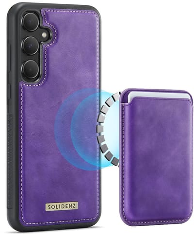 Solidenz Hoesje - geschikt voor Samsung Galaxy A55 Hoesje - Magnetische Pasjeshouder - Shockproof - Paars