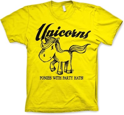 Hybris Unicorns Ponies With Party Hats T-shirt geel