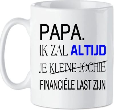 Koffie beker - thee mok - tekst - papa ik zal altijd je klein jochie zijn - quote papa - zoon