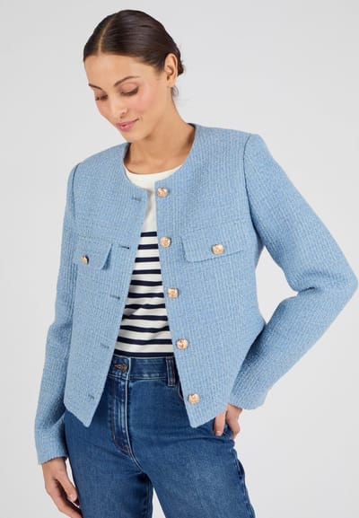 Damart - Tweed jasje - Dames - Blauw - 52