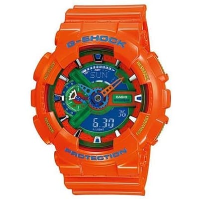 Casio LCD/Wijzer Dubbele Weergave Serie 110 Serie 200m Waterdicht Elektronisch Horloge Kwarts Uurwerk Hars Band Japans en Koreaans Horloge GA-110A-4A blauw