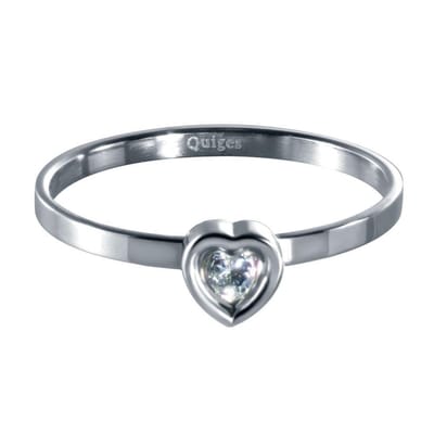 Quiges Stapelring Dames - Vulring Hart Zirkonia - RVS Zilverkleurig - Maat 19 - Hoogte 2mm