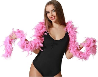 Atosa Carnaval verkleed boa met veren - roze - 180 cm - 45 gram - Glitter and Glamour