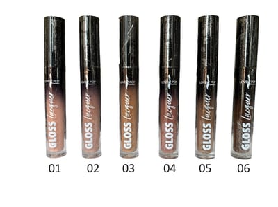 Lovely Pop Cosmetics - 6 Flesjes Ultra Glans Lipgloss - Tinted Gloss Ultra Shiny - Hydraterend - Nude - Beige - Caramel Bruin - Warm Bruin- Bruin - Donker Bruin - Set met 6 flesjes