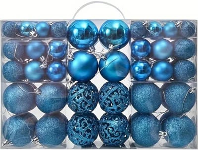 Livano Kerstballen - Kerstversiering - Plastic - Lichtblauw - Kerstballenset - 100 stuks