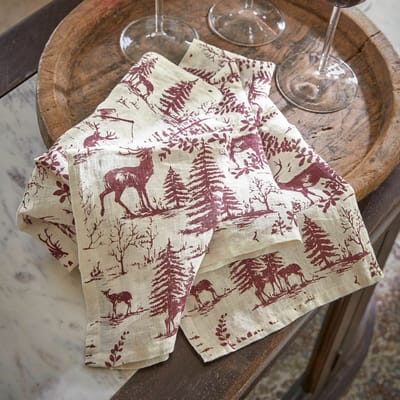 LOBERON Servet set van 4 Sundraen rood/wit