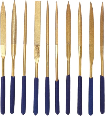 Diamant Naaldvijlen - Metaal Glas Steen - Precisie Bewerking - Sterk Snijvermogen - 10 Stuks - Goud Blauw