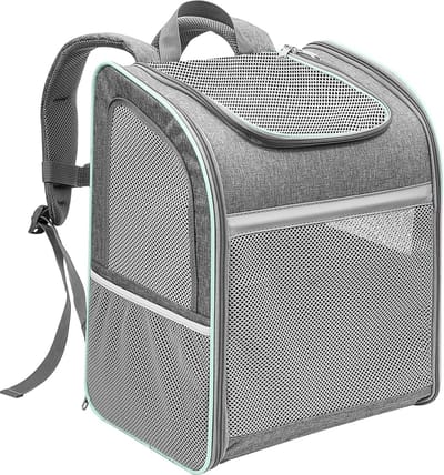 Hondenrugzak Kattenrugzak Vervoersbox voor katten tot 8,5 kg Comfortabele hondenrugzak tot 8,5 kg Ideale kattenrugzak voor veilig kattenvervoer 42 x 33 x 25 cm (Hemelsgrijs)